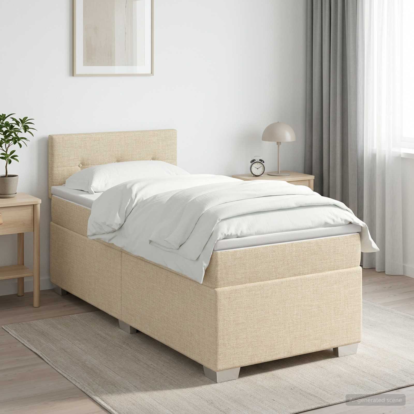 Boxspring krevet s madracem Krem 100 x 200 cm Tkanina