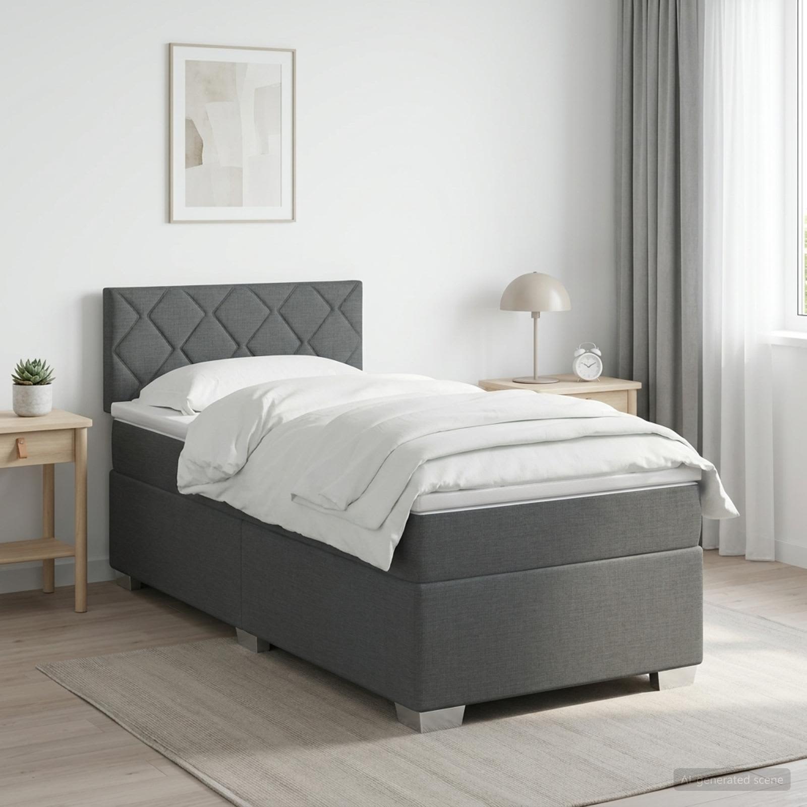 Boxspring krevet s madracem Tamnosiva 90 x 190 cm Tkanina
