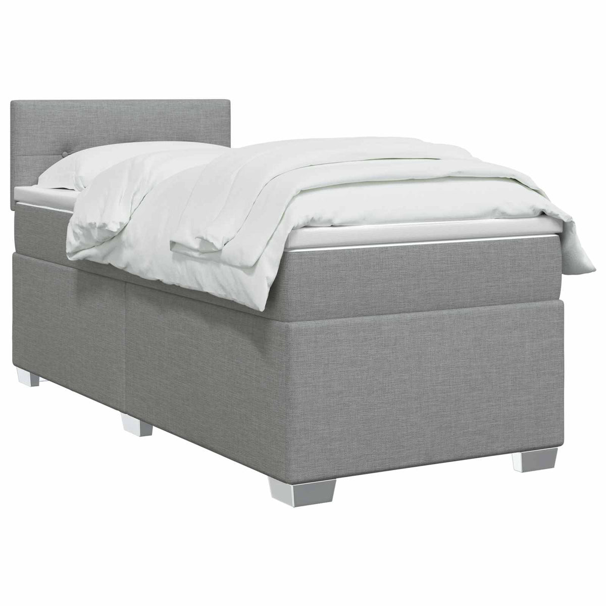 Boxspring krevet s madracem Svjetlosiva 90 x 190 cm Tkanina