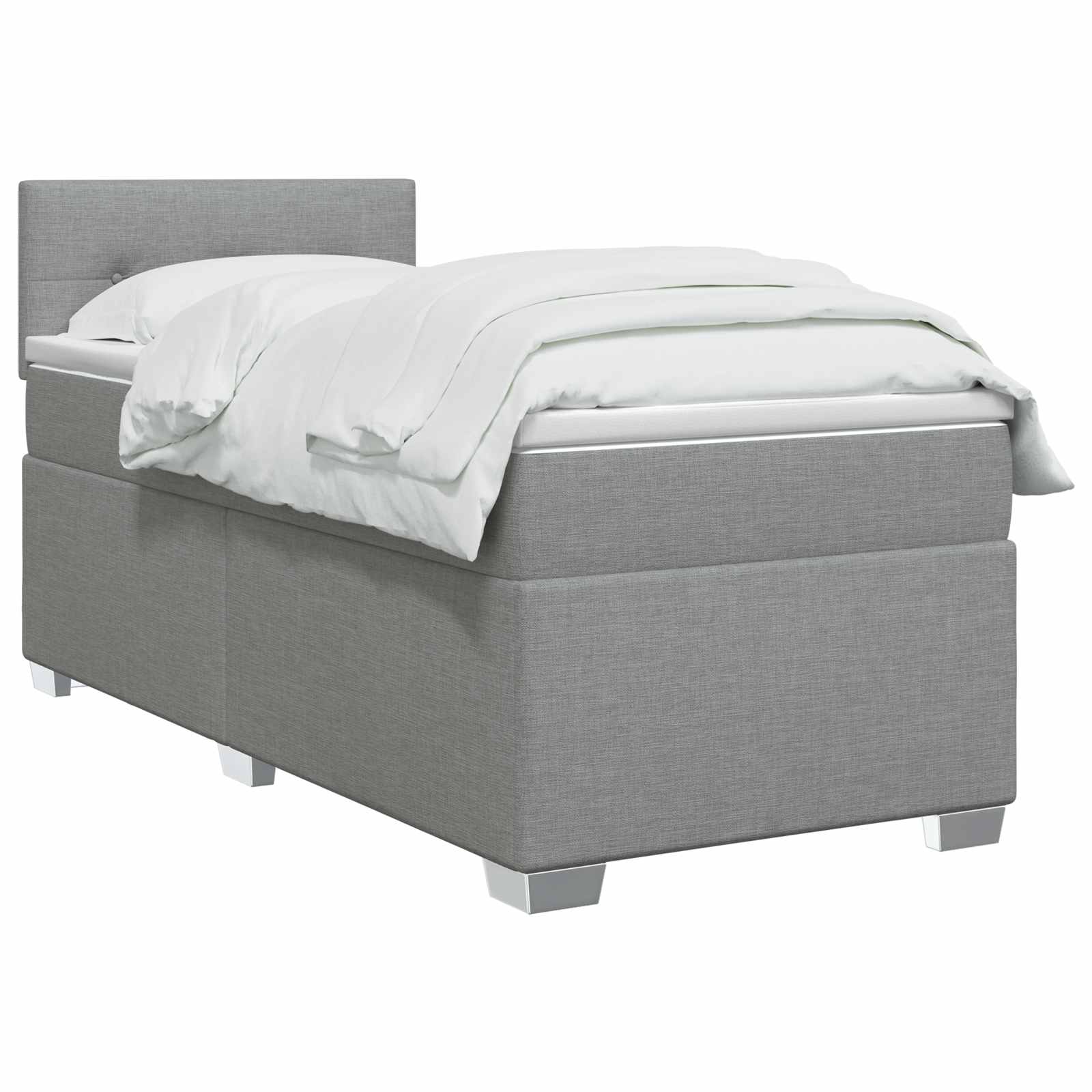 Boxspring krevet s madracem Svjetlosiva 100 x 200 cm Tkanina