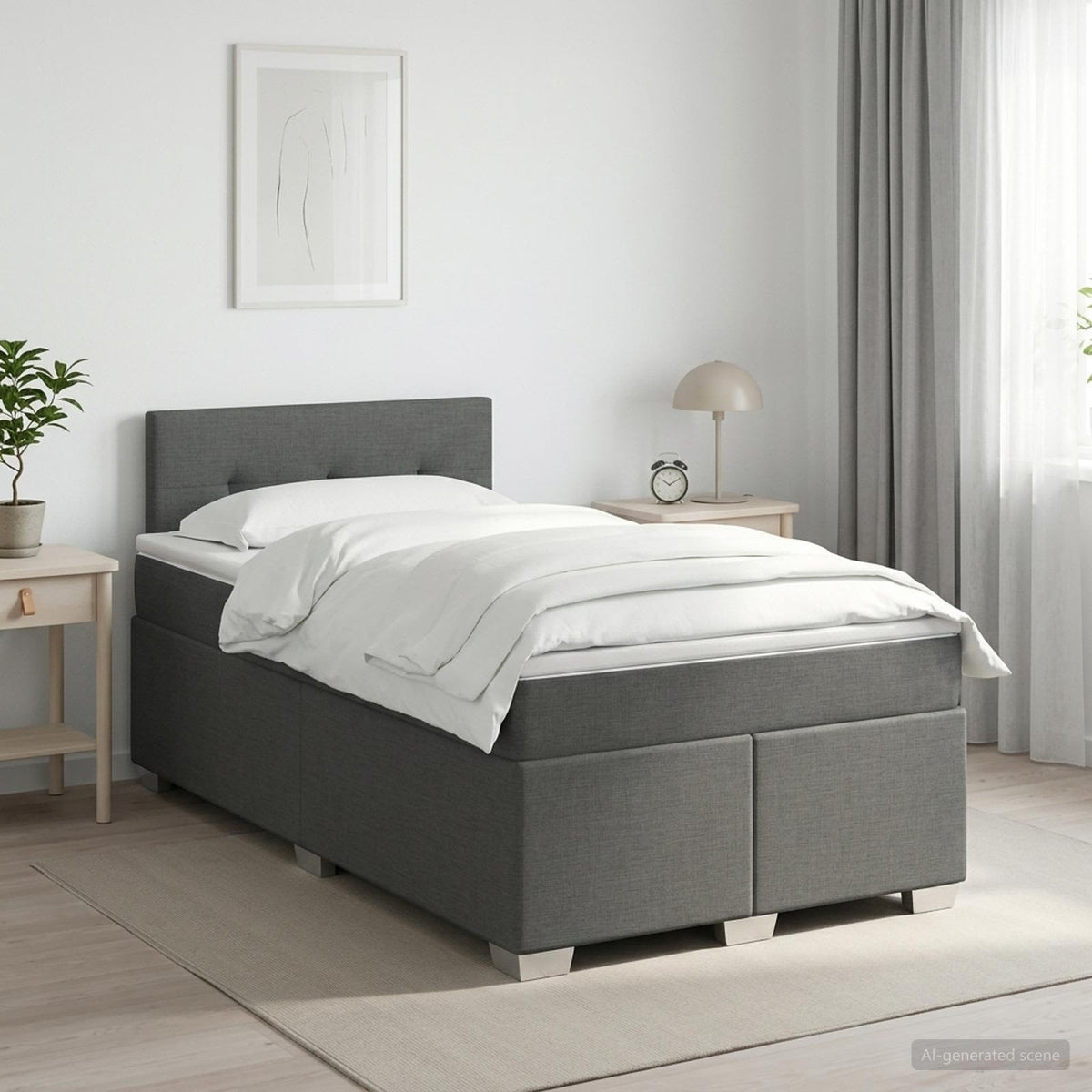 Boxspring krevet s madracem Tamnosiva 120 x 200 cm Tkanina