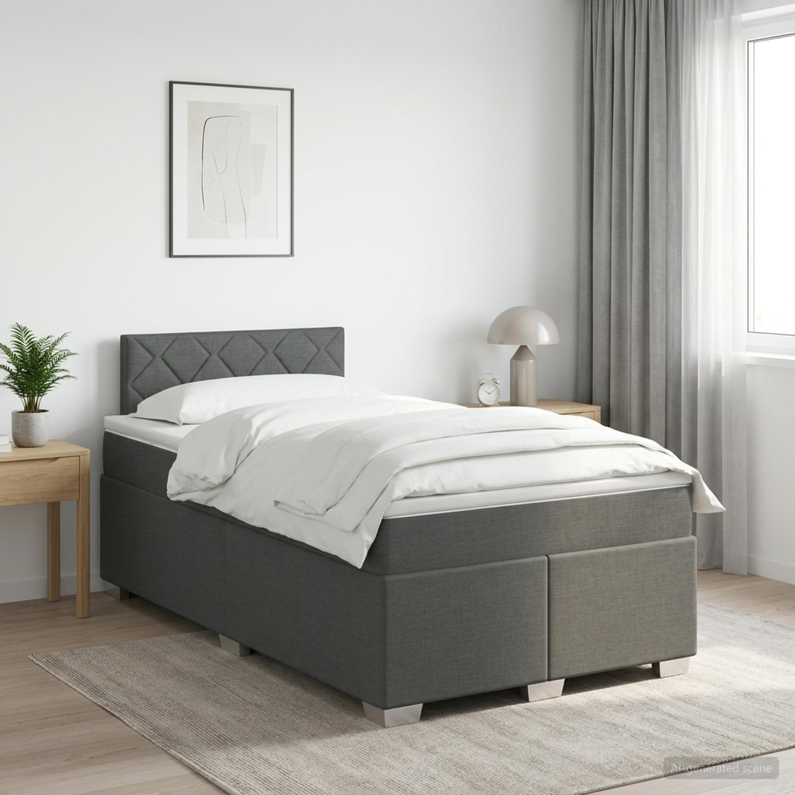 Boxspring krevet s madracem Tamnosiva 120 x 200 cm Tkanina