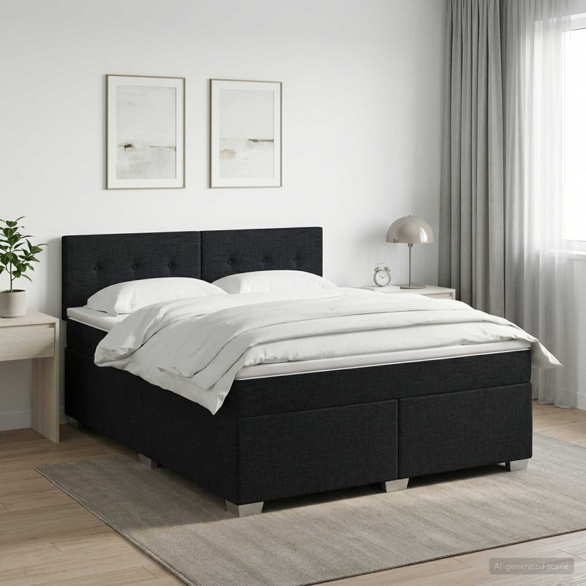 Boxspring krevet s madracem Crna 160 x 200 cm Tkanina