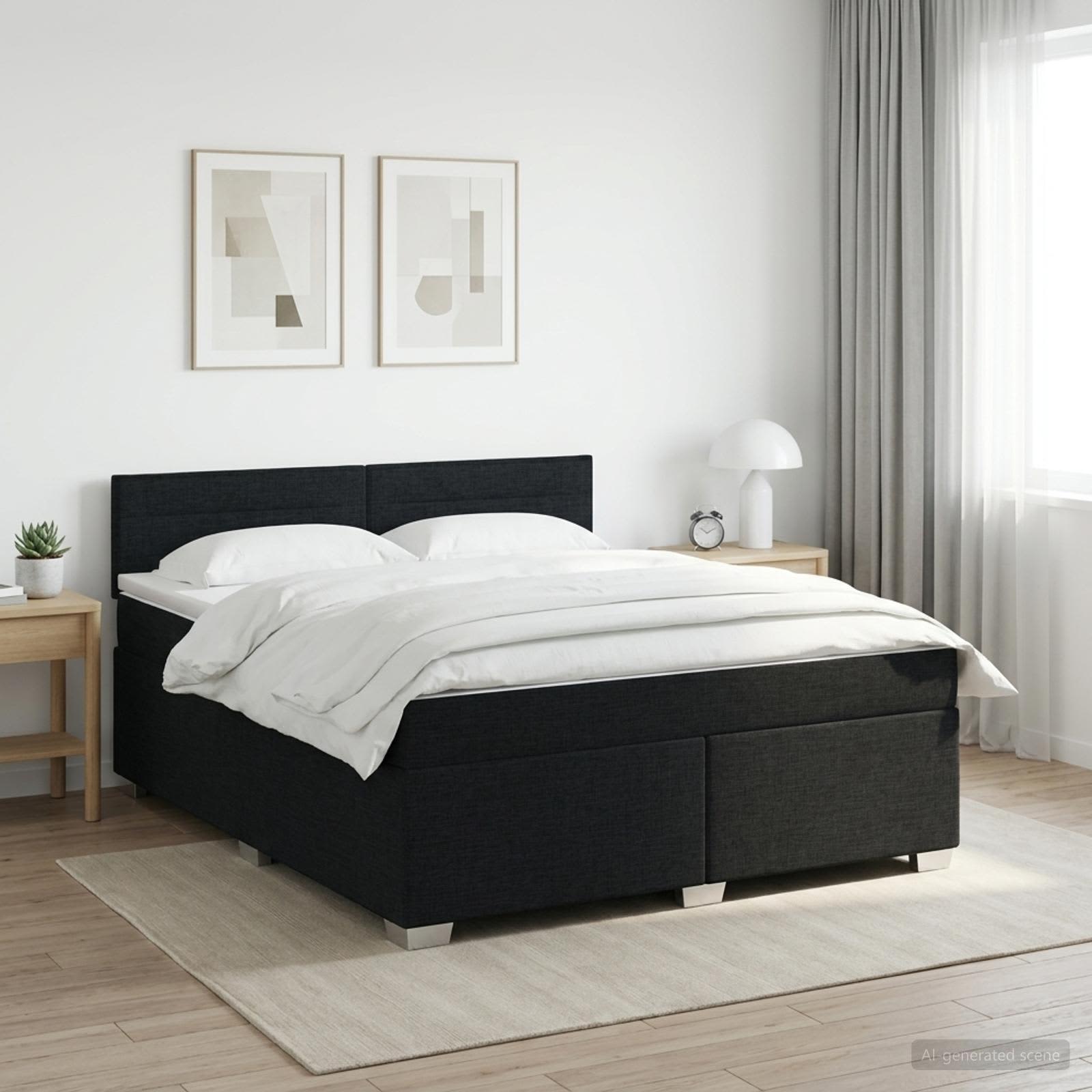 Boxspring krevet s madracem Crna 140 x 200 cm Tkanina