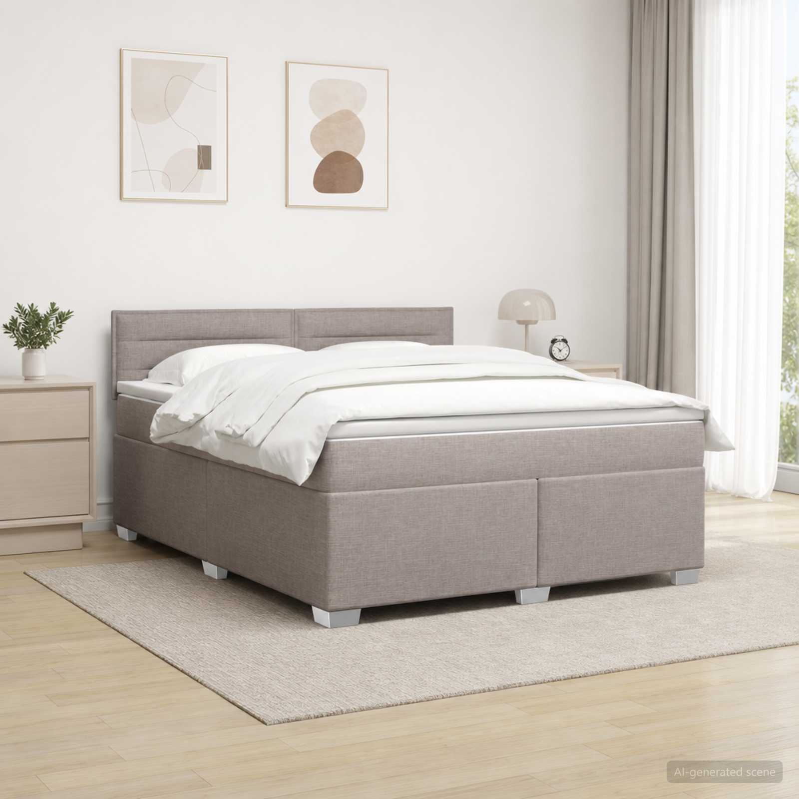 Boxspring krevet s madracem Sivosmeđa 140 x 190 cm Tkanina