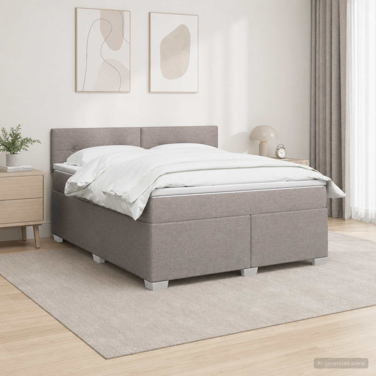 Boxspring krevet s madracem Sivosmeđa 140 x 200 cm Tkanina