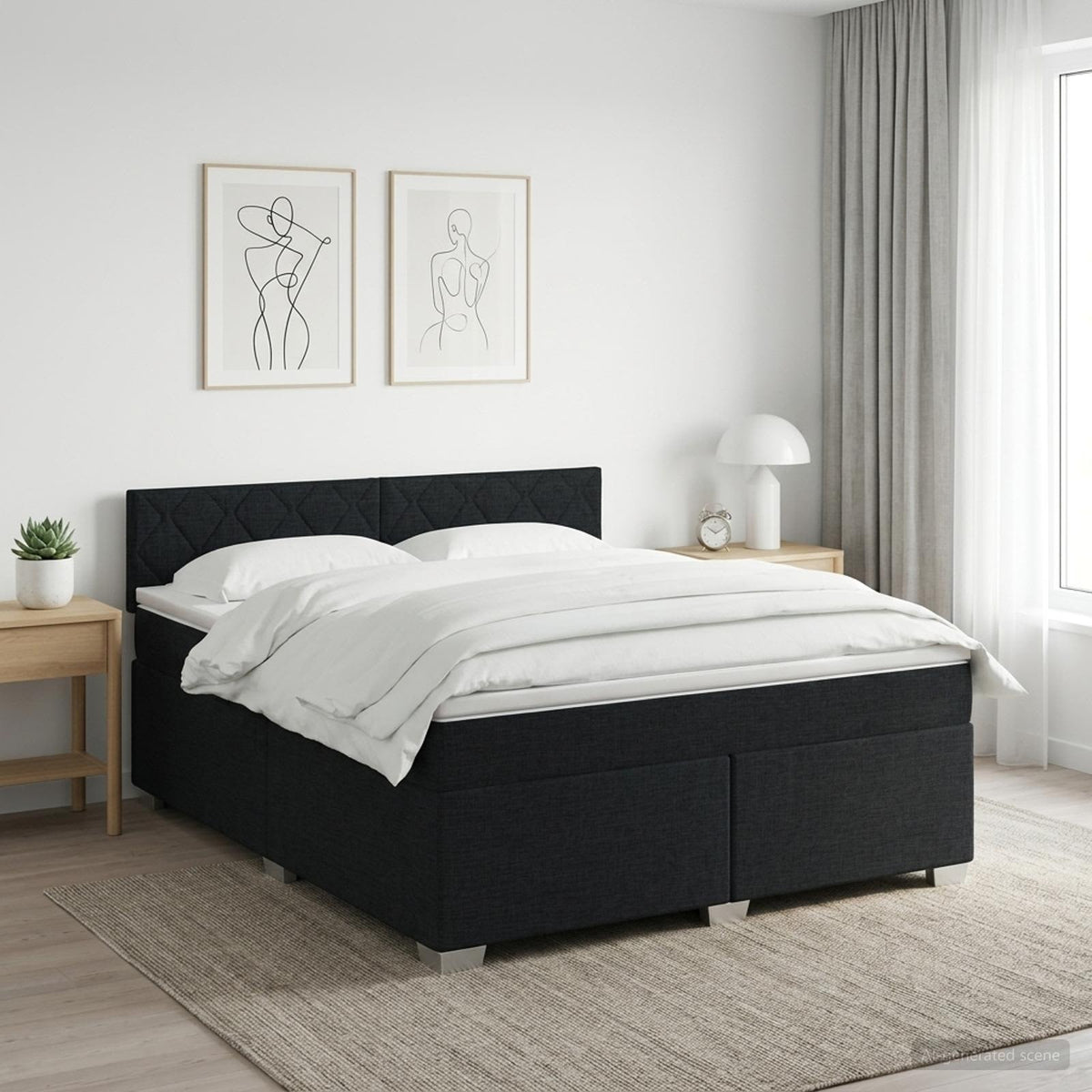 Boxspring krevet s madracem Crna 160 x 200 cm Tkanina