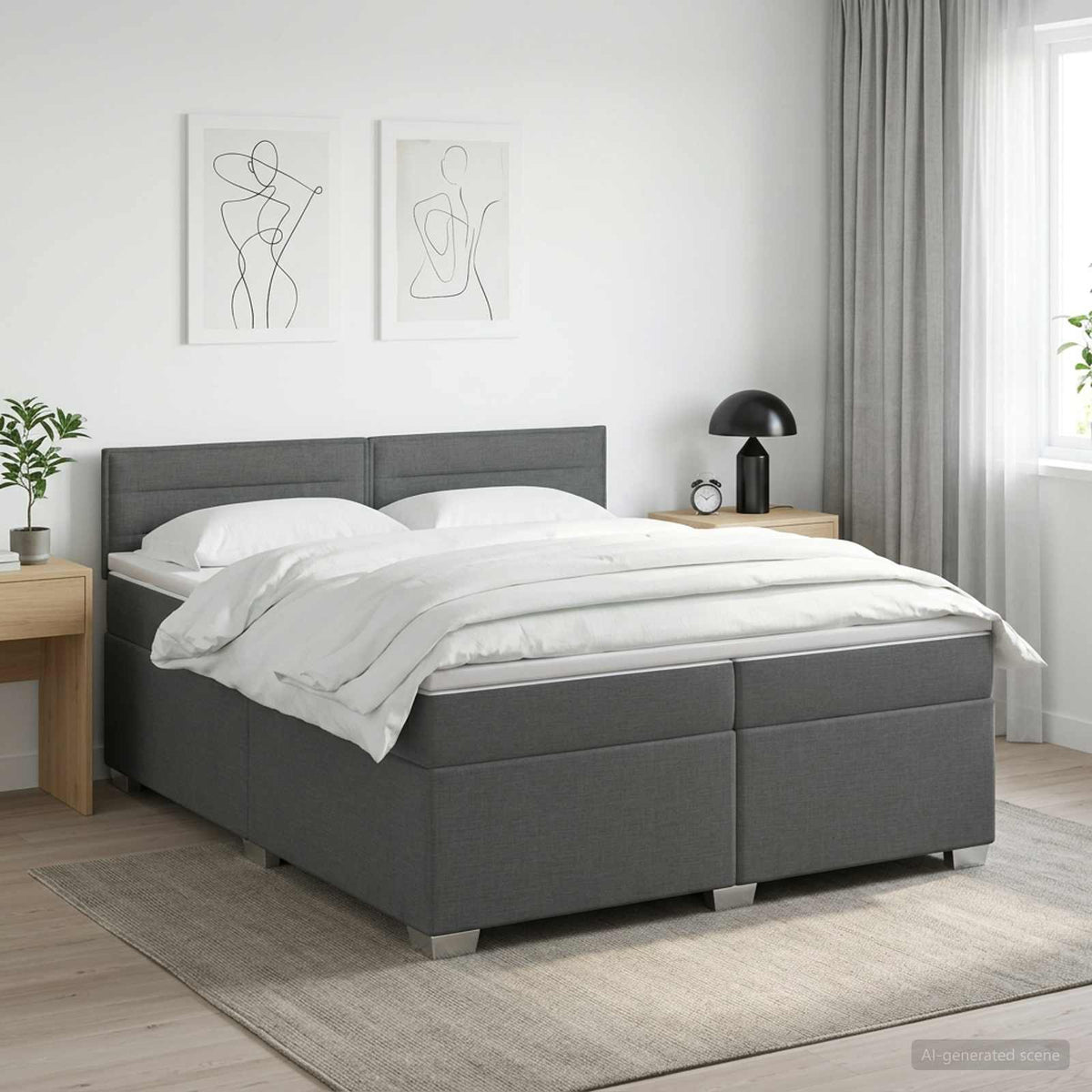 Boxspring krevet s madracem Tamnosiva 200 x 200 cm Tkanina