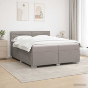 Boxspring krevet s madracem Sivosmeđa 200 x 200 cm Tkanina