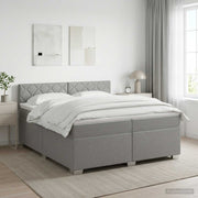 Boxspring krevet s madracem Svjetlosiva 200 x 200 cm Tkanina