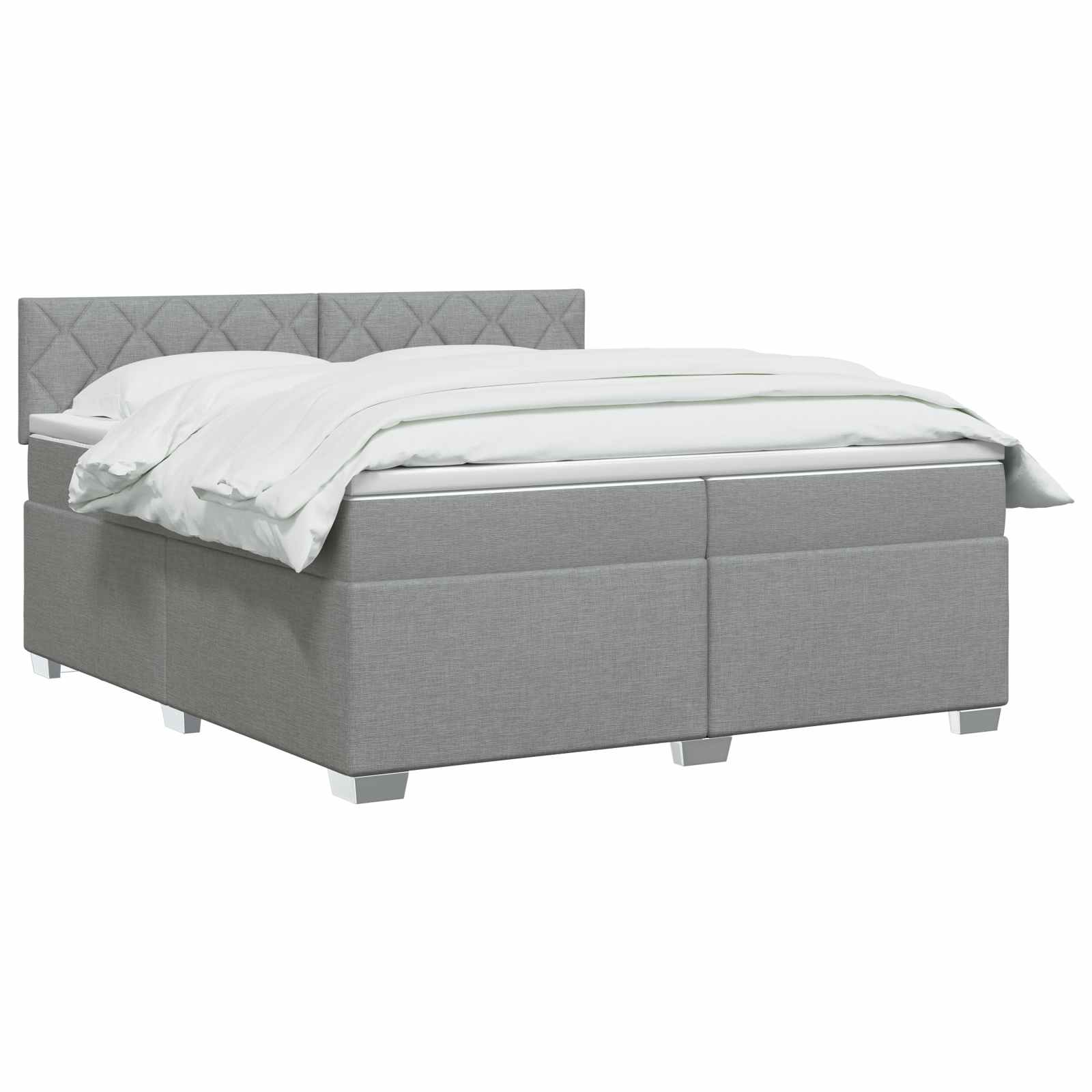Boxspring krevet s madracem Svjetlosiva 200 x 200 cm Tkanina