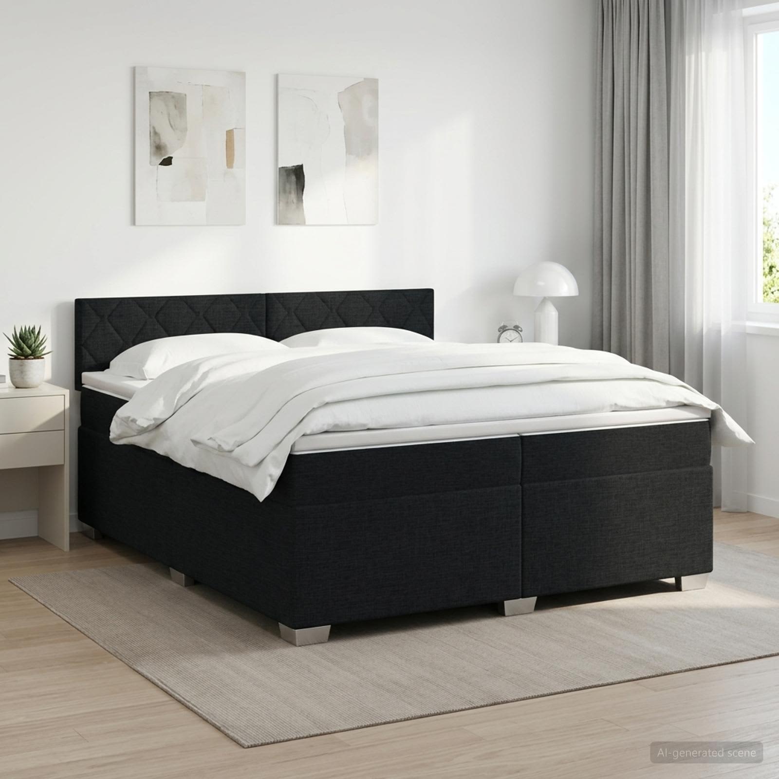 Boxspring krevet s madracem Crna 200 x 200 cm Tkanina