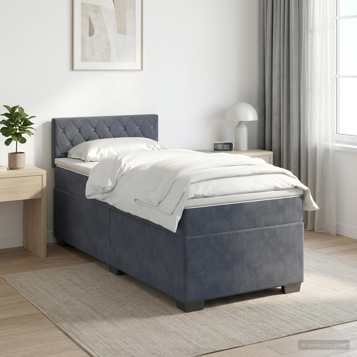 Boxspring krevet s madracem Tamnosiva 80 x 200 cm Baršun