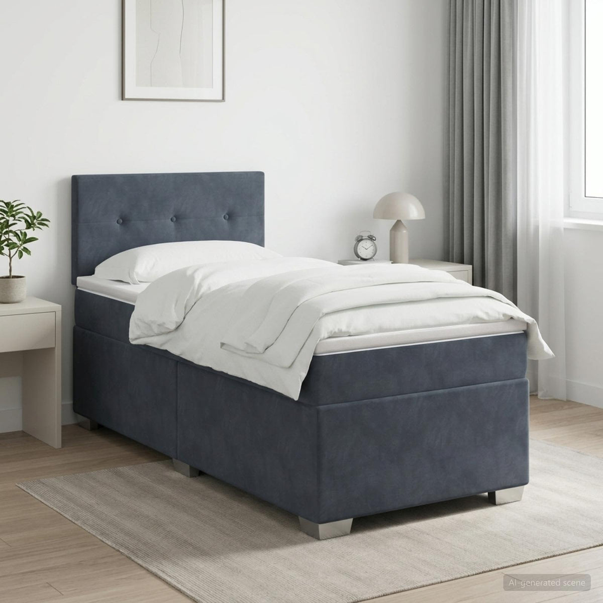 Boxspring krevet s madracem Tamnosiva 80 x 200 cm Baršun