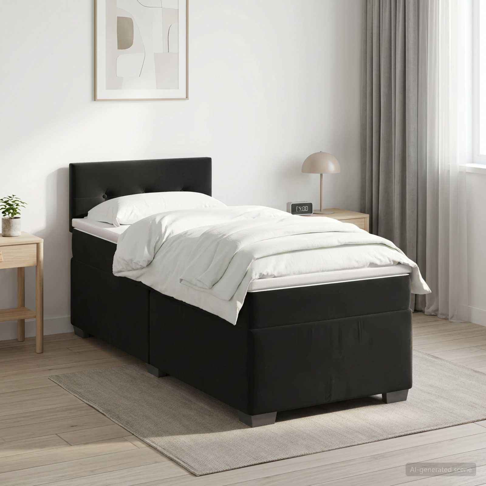 Boxspring krevet s madracem Crna 100 x 200 cm Baršun