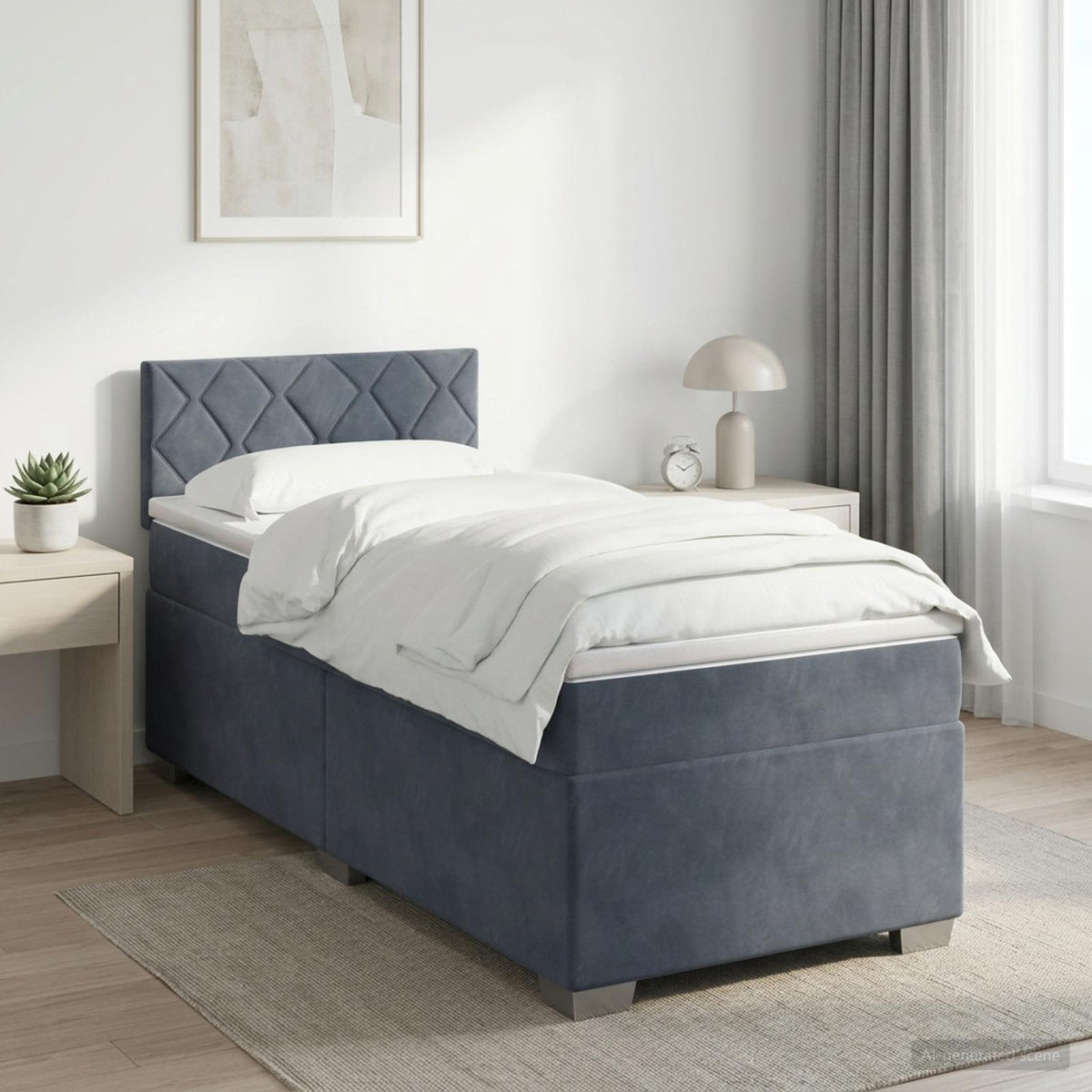 Boxspring krevet s madracem Tamnosiva 80 x 200 cm Baršun