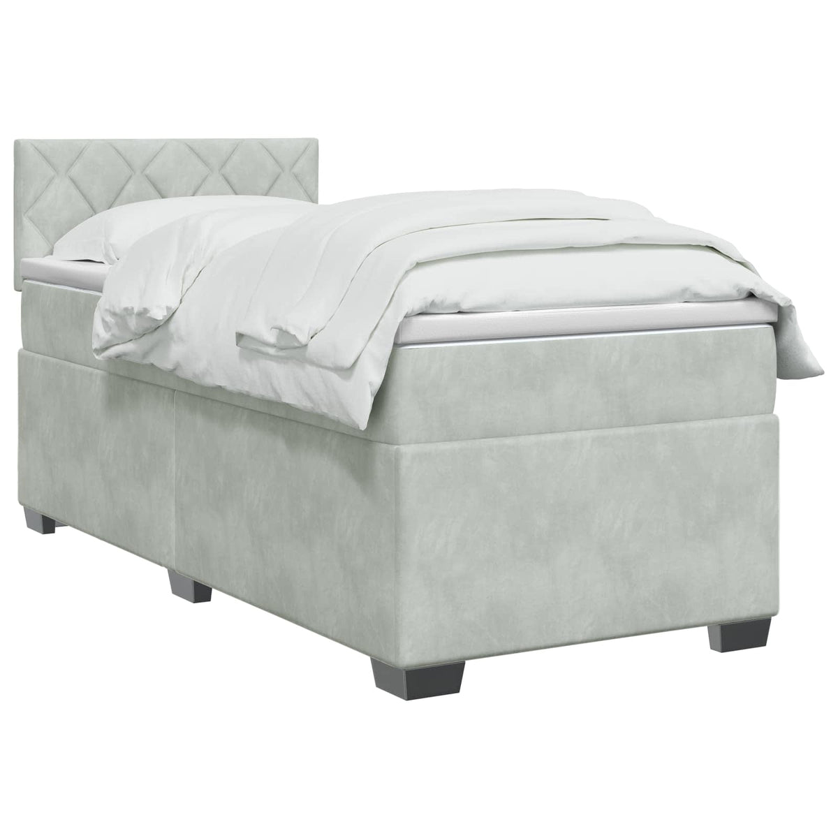 Boxspring krevet s madracem Svjetlosiva 90 x 190 cm Baršun