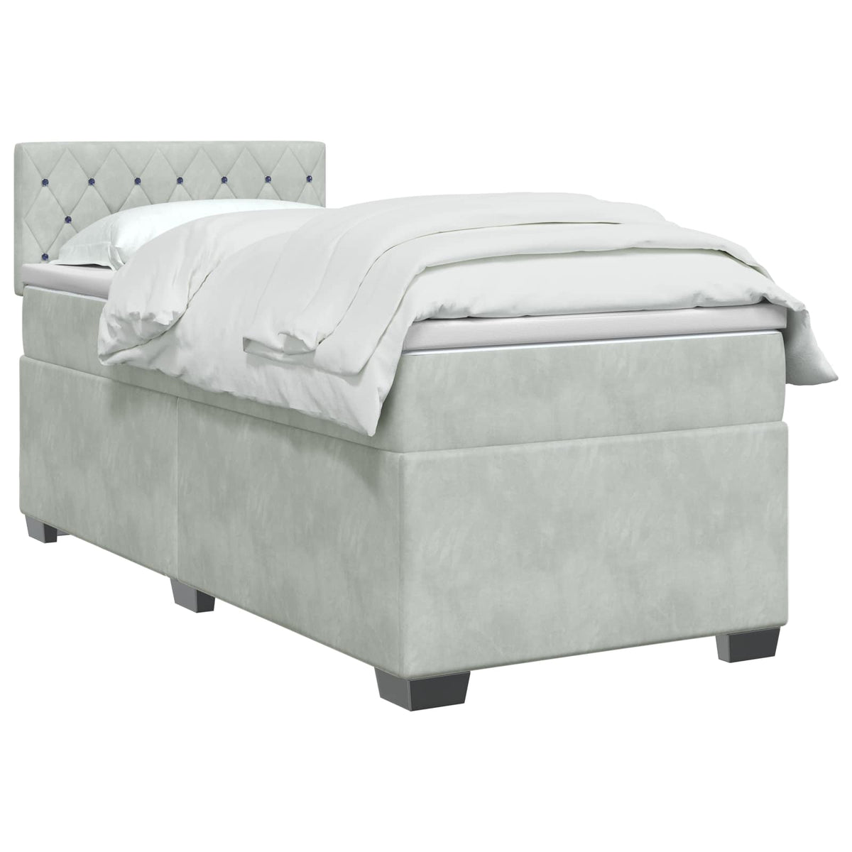 Boxspring krevet s madracem Svjetlosiva 90 x 200 cm Baršun