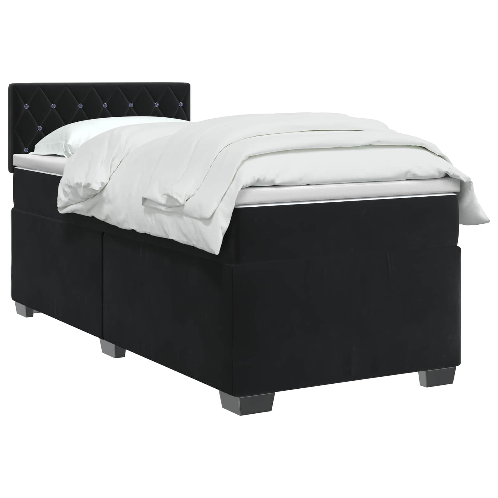 Boxspring krevet s madracem Crna 100 x 200 cm Baršun