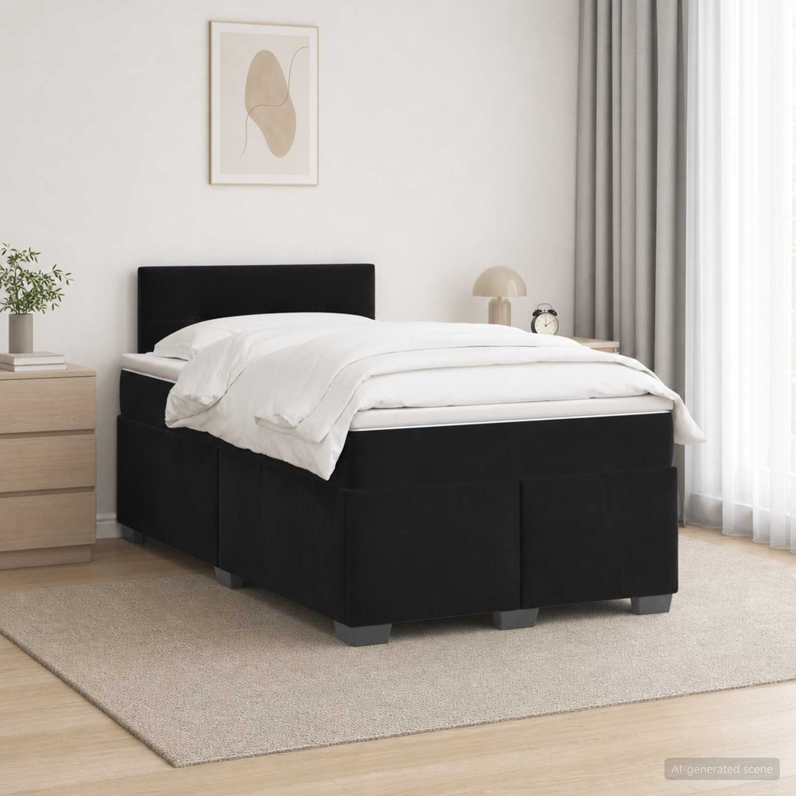 Boxspring krevet s madracem Crna 120 x 190 cm Baršun
