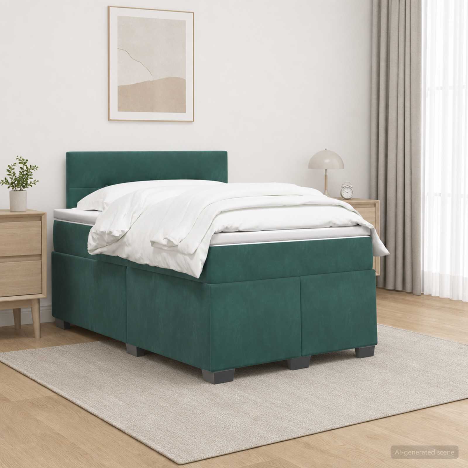 Boxspring krevet s madracem Tamnozelena 120 x 190 cm Baršun