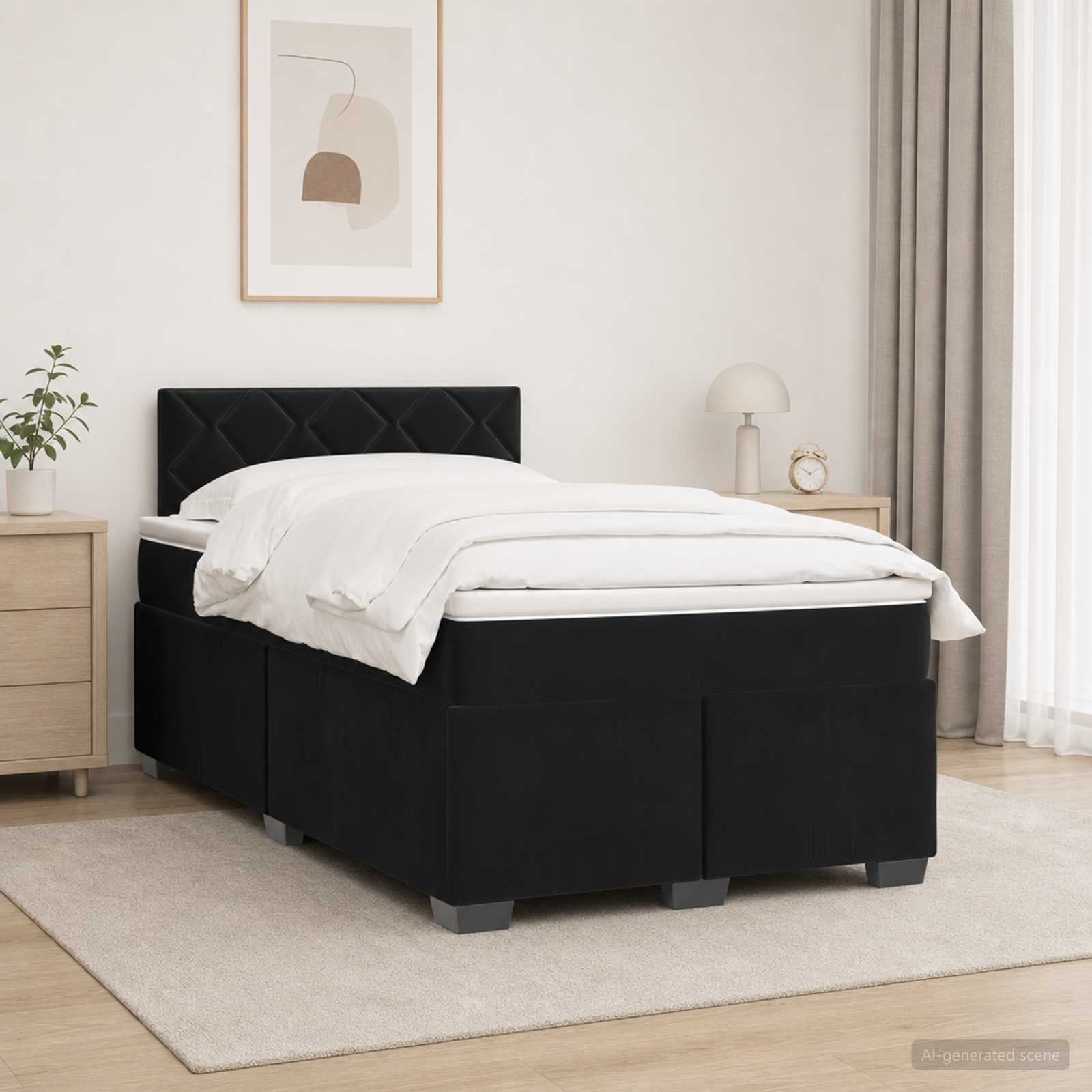 Boxspring krevet s madracem Crna 120 x 190 cm Baršun