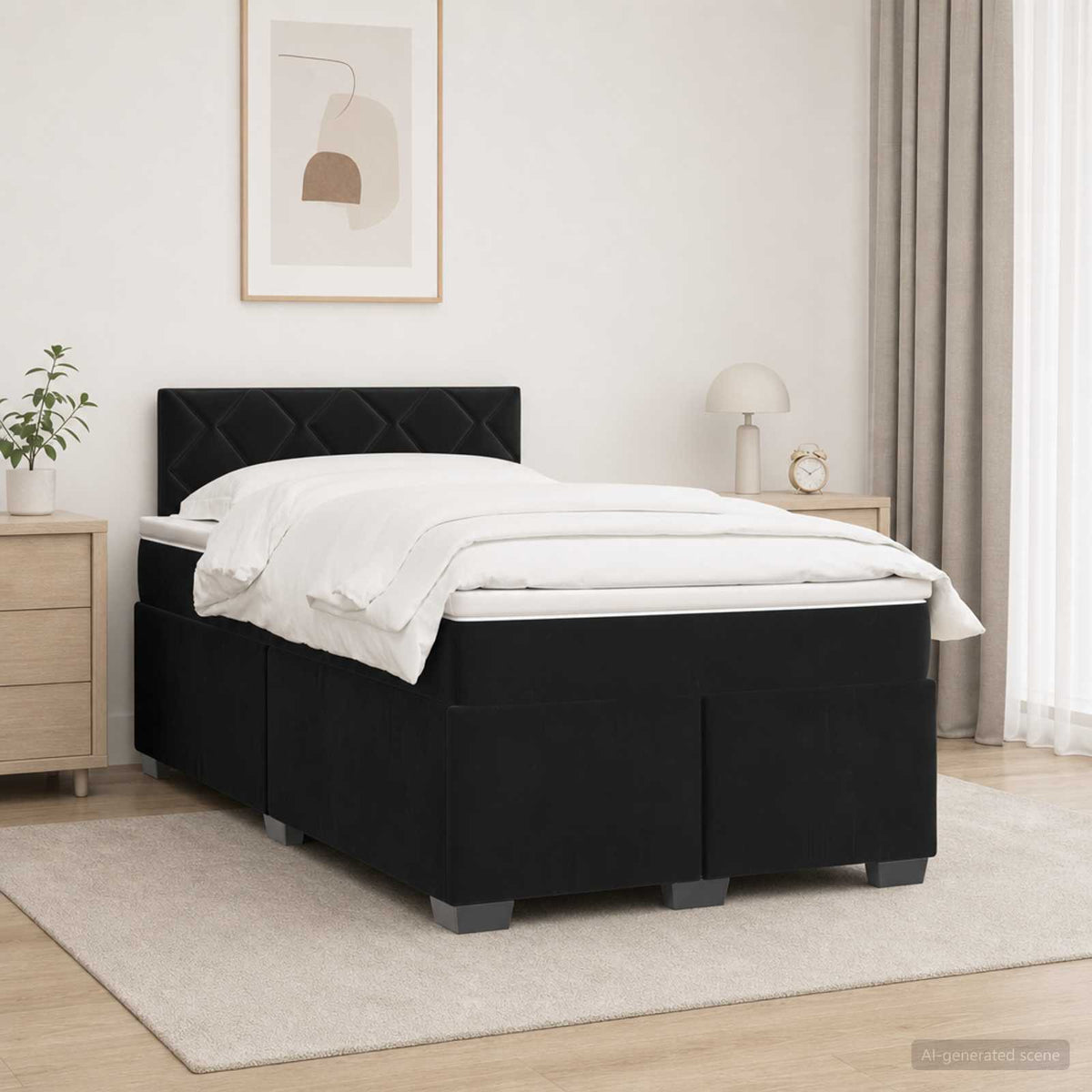 Boxspring krevet s madracem Crna 120 x 200 cm Baršun