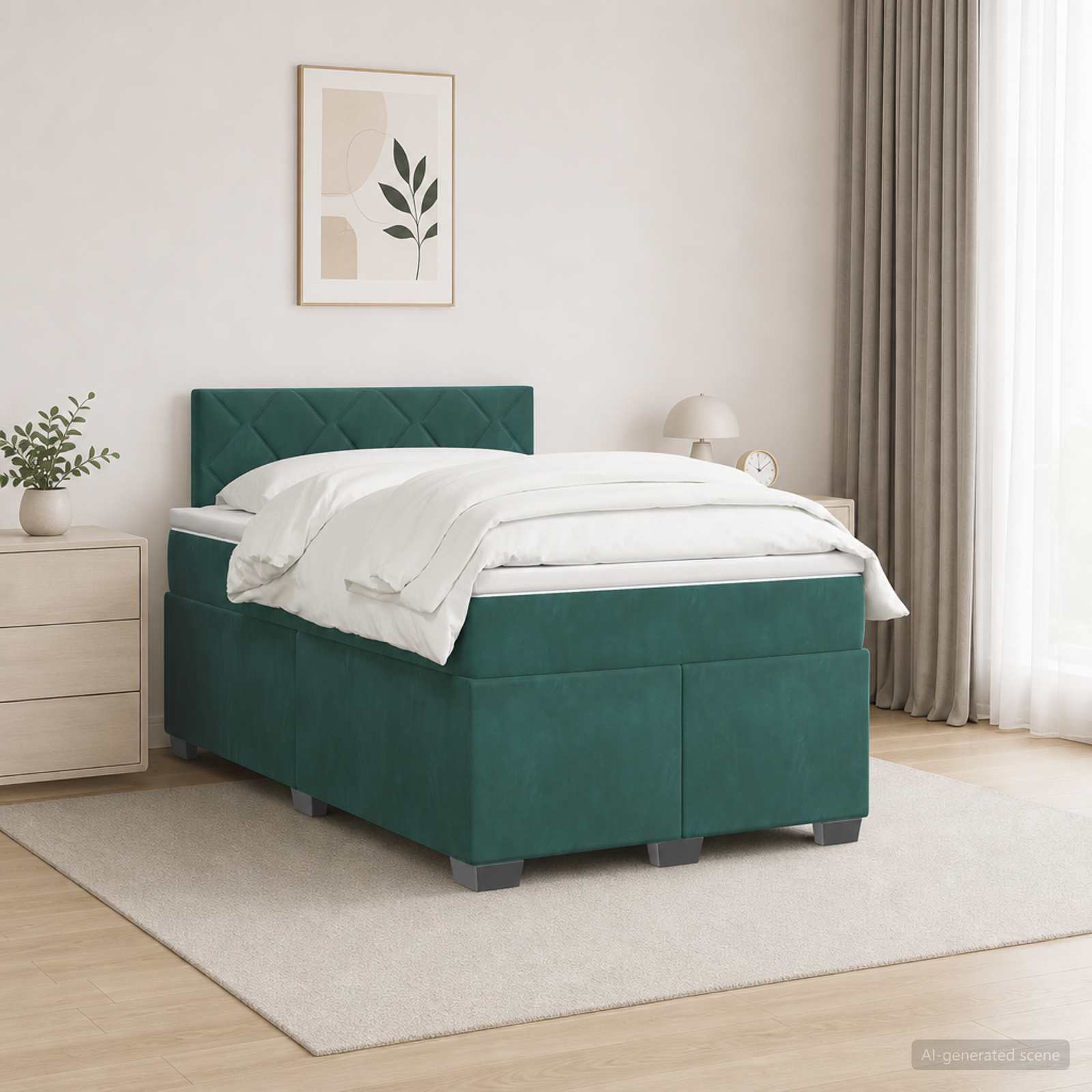 Boxspring krevet s madracem Tamnozelena 120 x 190 cm Baršun