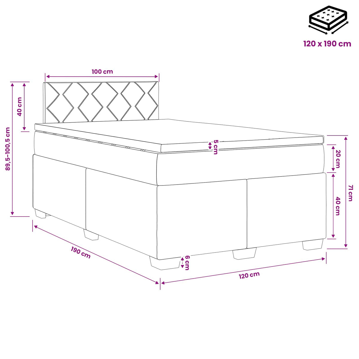Boxspring krevet s madracem Tamnozelena 120 x 190 cm Baršun