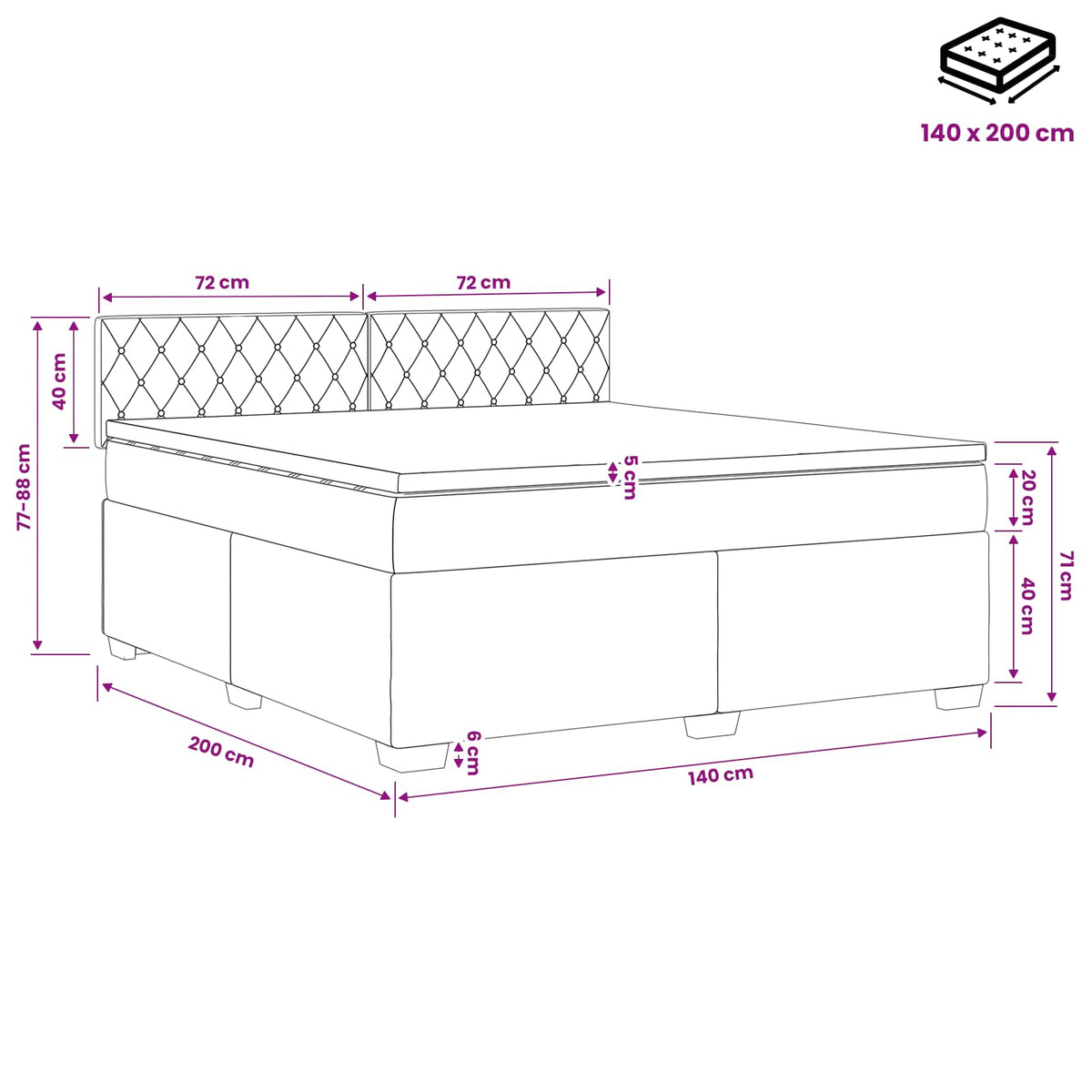 Boxspring krevet s madracem Tamnozelena 140 x 200 cm Baršun