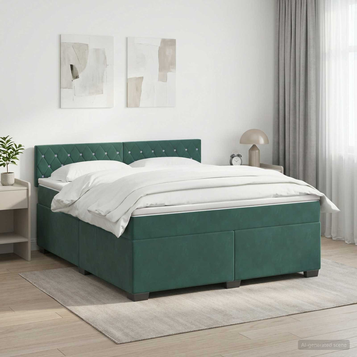 Boxspring krevet s madracem Tamnozelena 140 x 200 cm Baršun