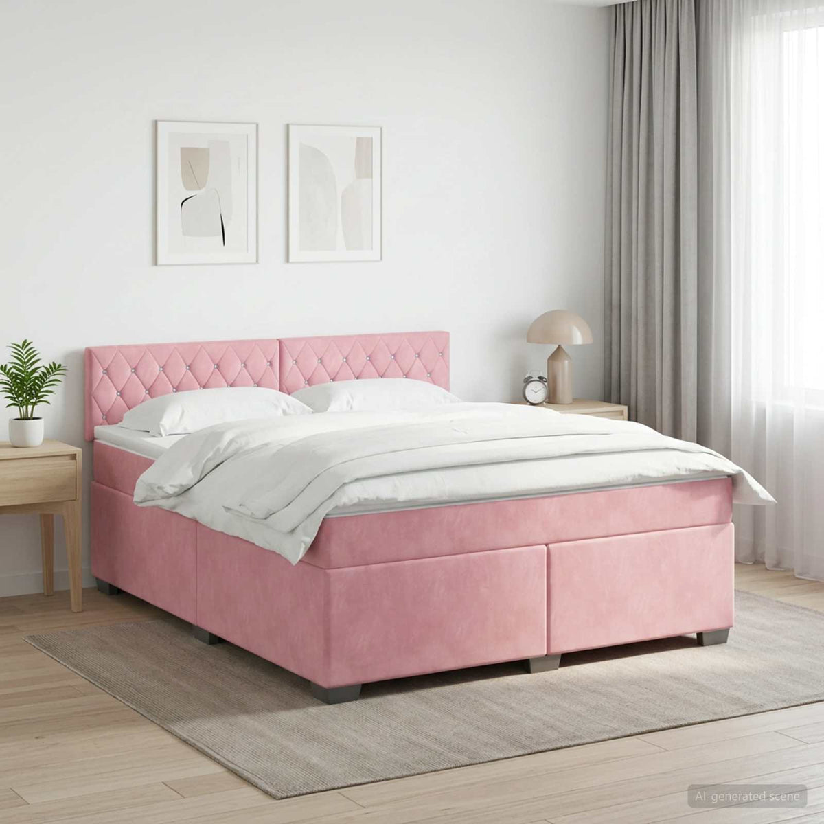 Boxspring krevet s madracem Ružičasta 160 x 200 cm Baršun
