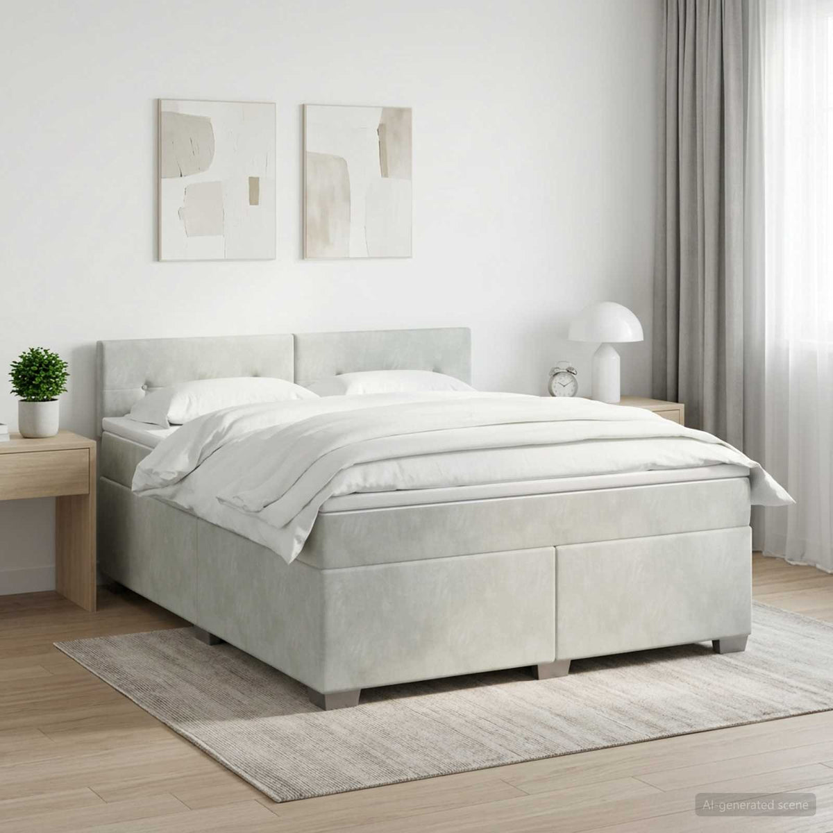 Boxspring krevet s madracem Svjetlosiva 140 x 190 cm Baršun