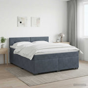 Boxspring krevet s madracem Tamnosiva 140 x 200 cm Baršun