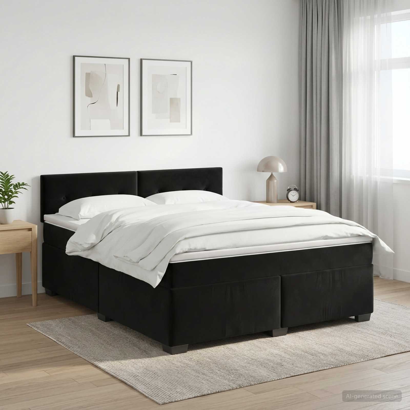 Boxspring krevet s madracem Crna 140 x 200 cm Baršun