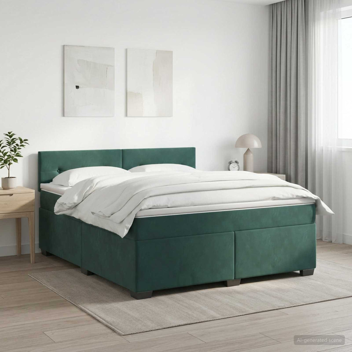 Boxspring krevet s madracem Tamnozelena 140 x 200 cm Baršun