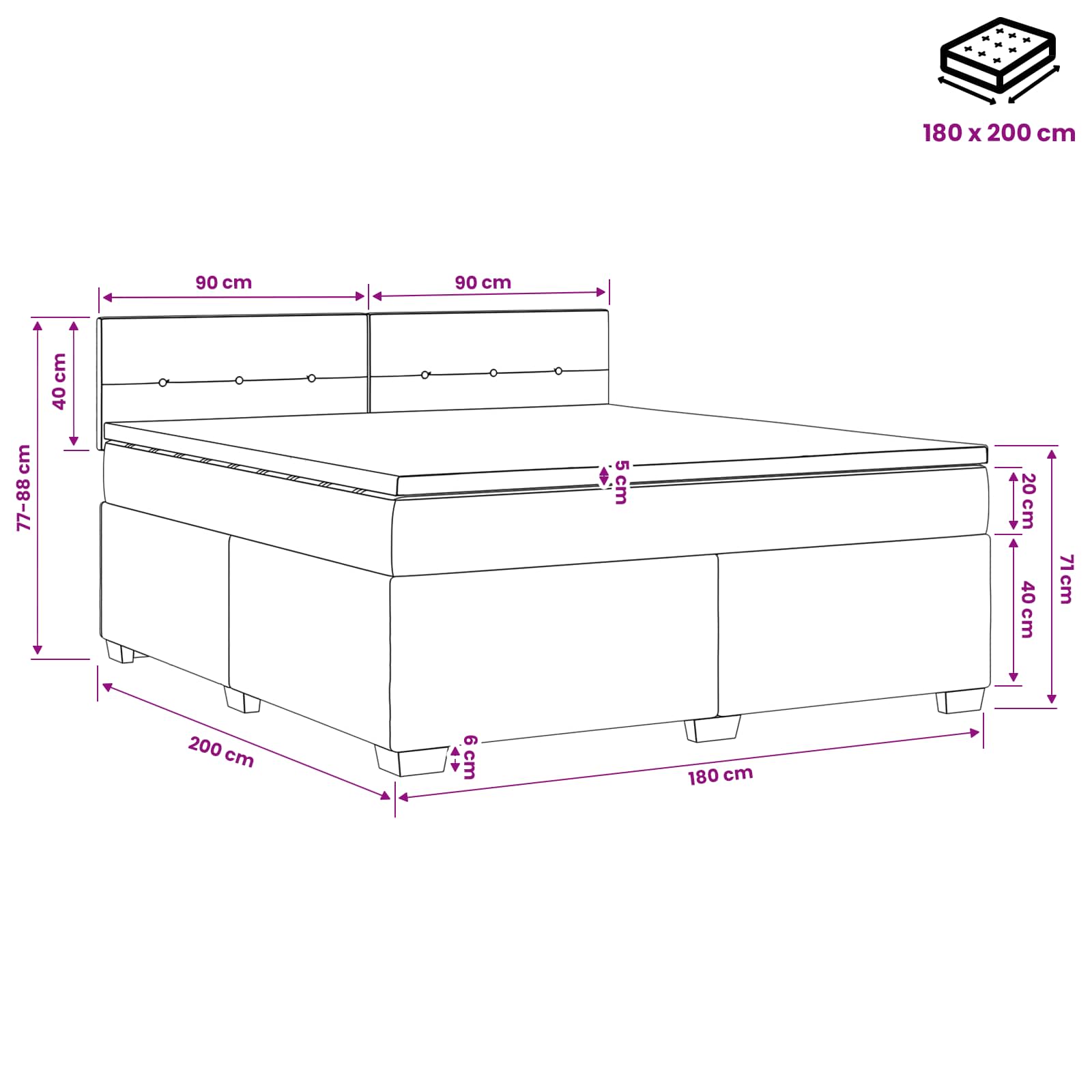 Boxspring krevet s madracem Tamno plava 180 x 200 cm Baršun