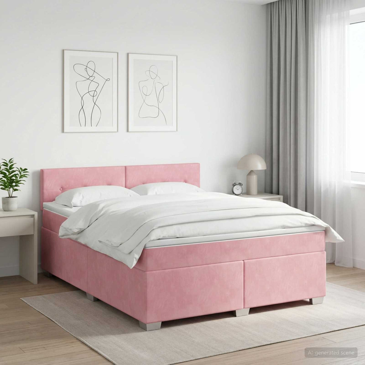 Boxspring krevet s madracem Ružičasta 140 x 200 cm Baršun
