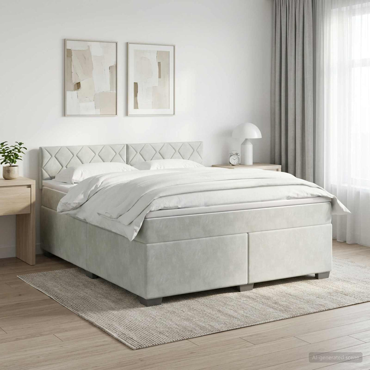 Boxspring krevet s madracem Svjetlosiva 180 x 200 cm Baršun