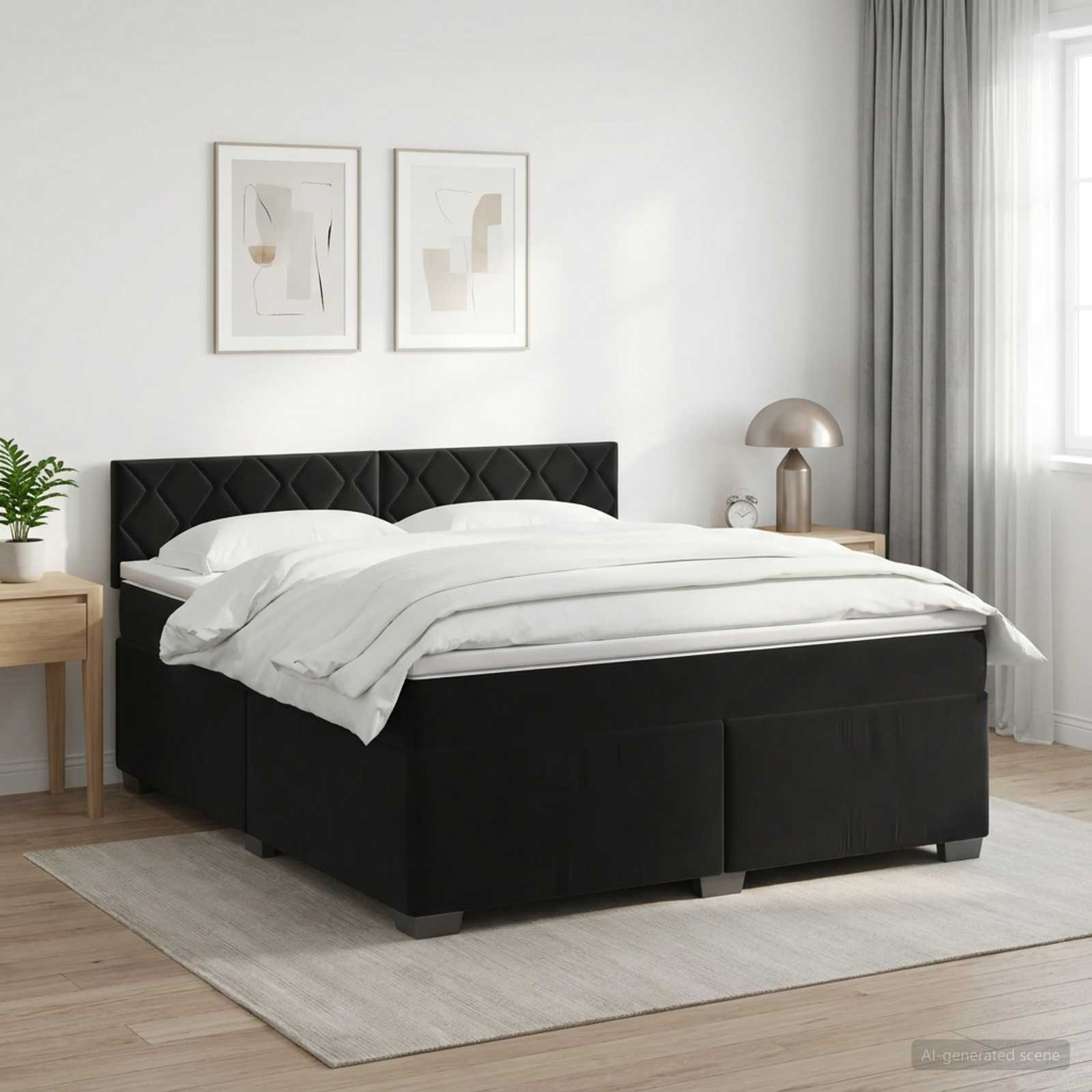 Boxspring krevet s madracem Crna 140 x 200 cm Baršun