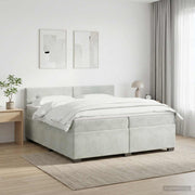 Boxspring krevet s madracem Svjetlosiva 200 x 200 cm Baršun