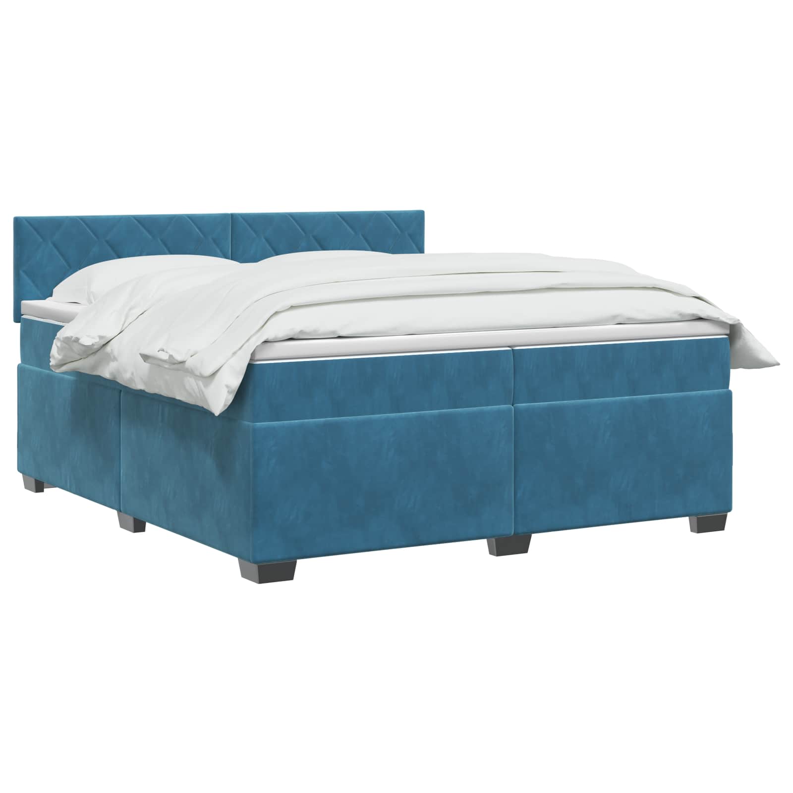 Boxspring krevet s madracem Tamno plava 200 x 200 cm Baršun