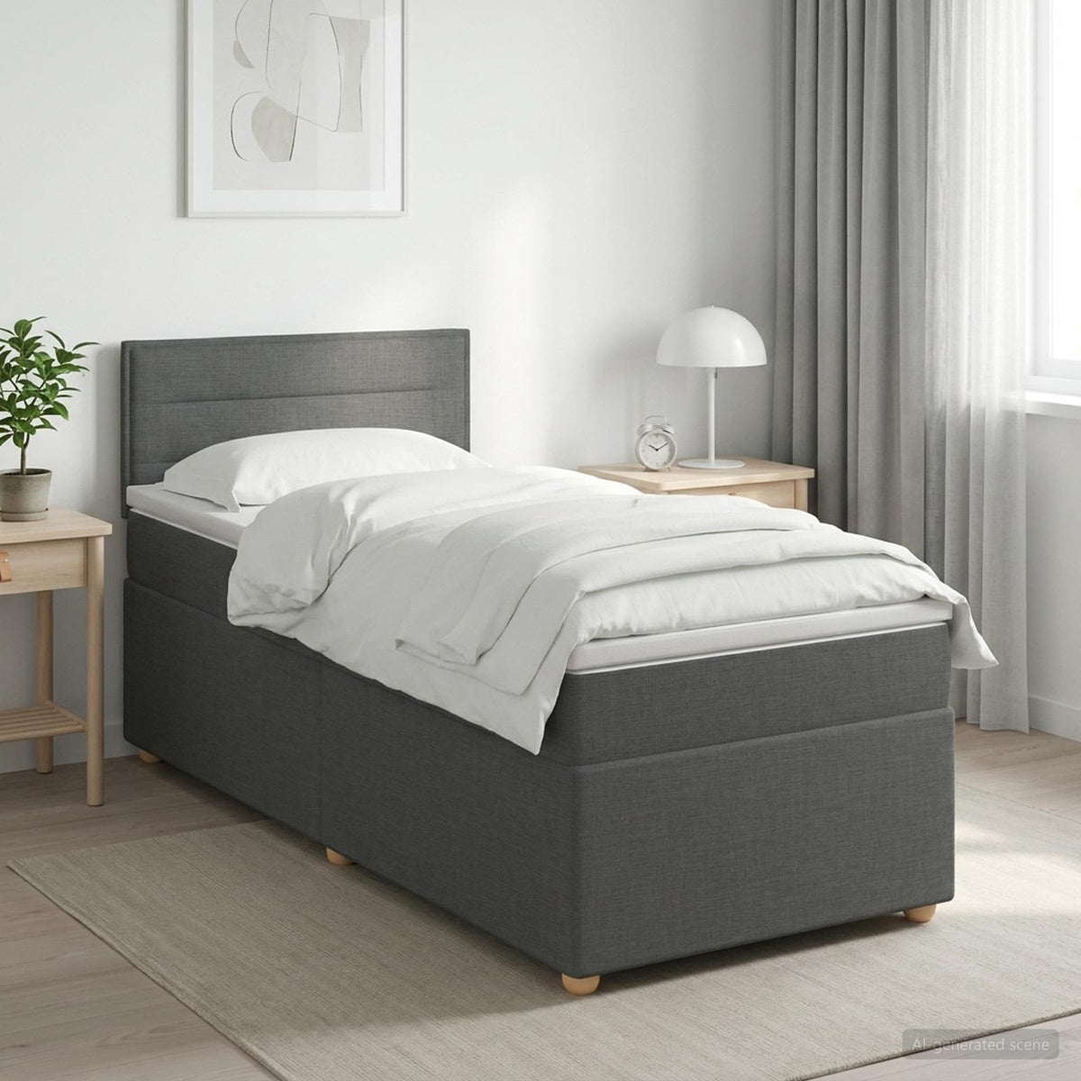 Boxspring krevet s madracem Tamnosiva 80 x 200 cm Tkanina
