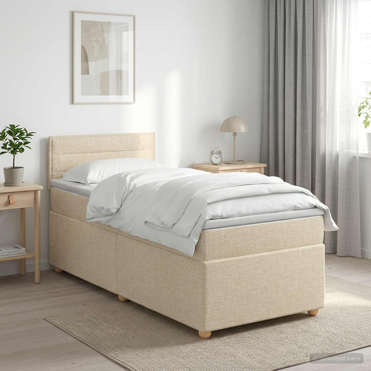 Boxspring krevet s madracem Krem 80 x 200 cm Tkanina
