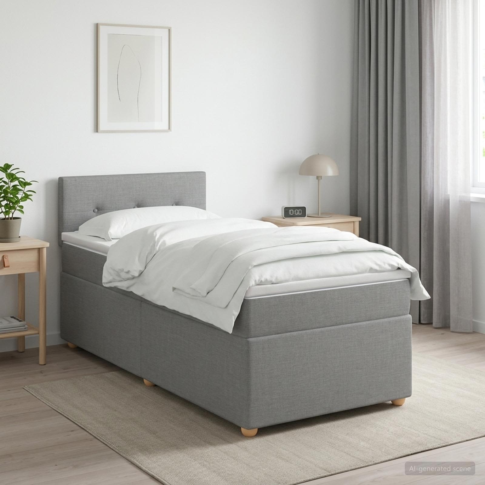 Boxspring krevet s madracem Svjetlosiva 90 x 190 cm Tkanina