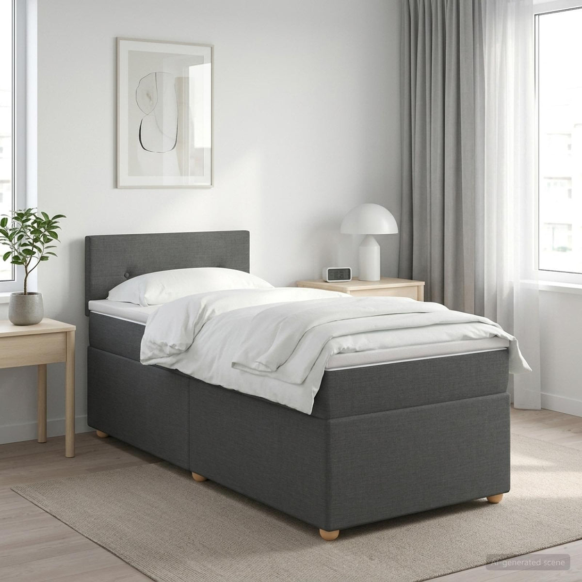 Boxspring krevet s madracem Tamnosiva 100 x 200 cm Tkanina 200 x 100 x 88 cm