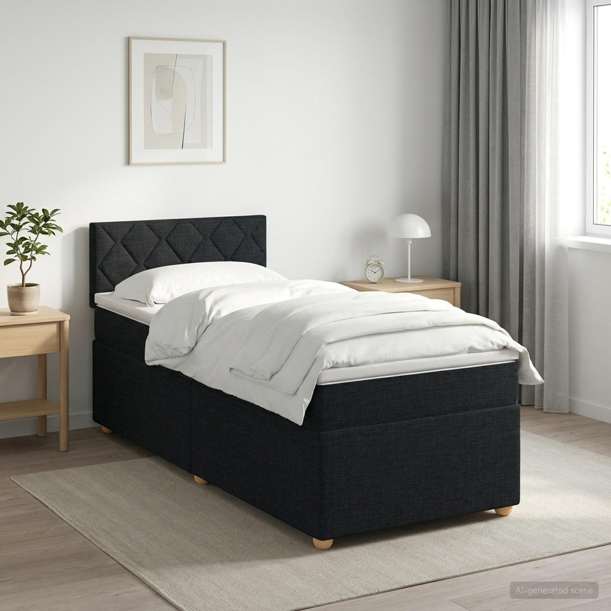 Boxspring krevet s madracem Crna 90 x 200 cm Tkanina