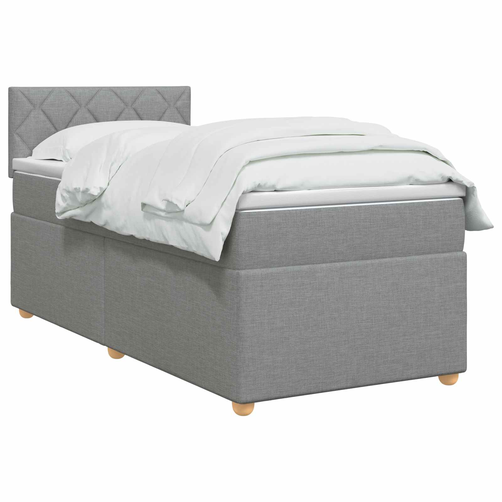 Boxspring krevet s madracem Svjetlosiva 90 x 190 cm Tkanina