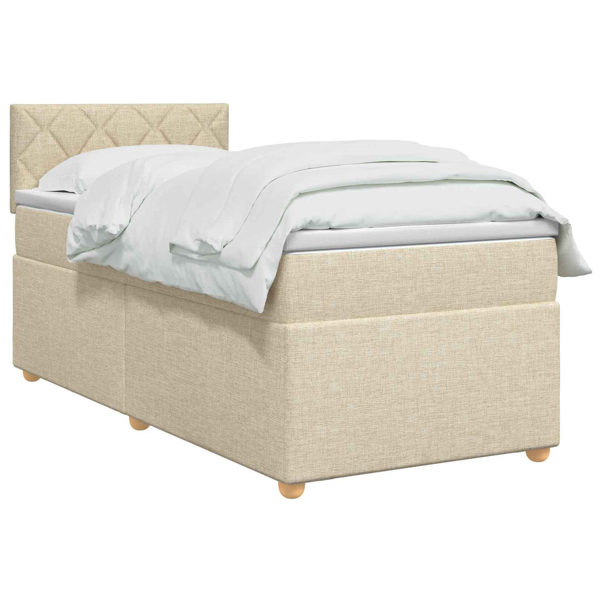 Boxspring krevet s madracem Krem 90 x 200 cm Tkanina