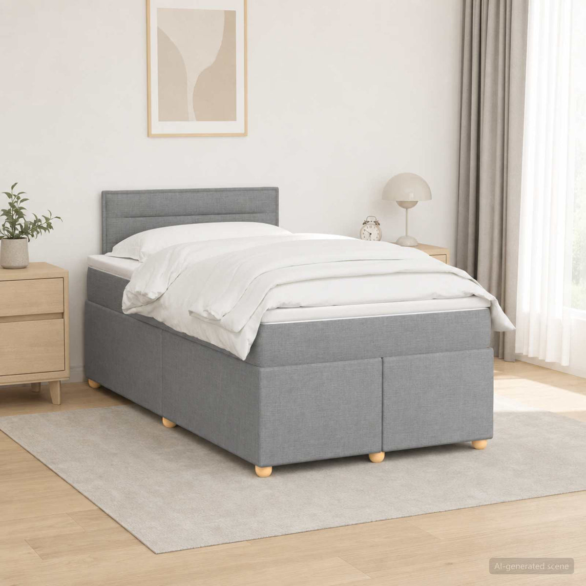 Boxspring krevet s madracem Svjetlosiva 120 x 190 cm Tkanina